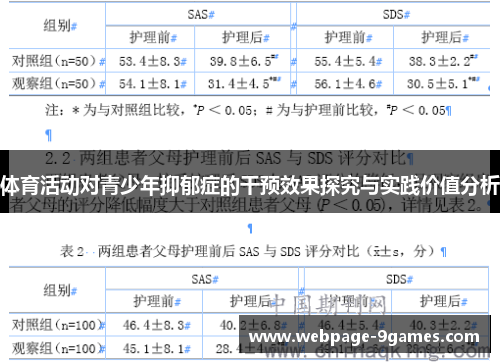 体育活动对青少年抑郁症的干预效果探究与实践价值分析