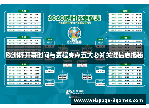 欧洲杯开幕时间与赛程亮点五大必知关键信息揭秘