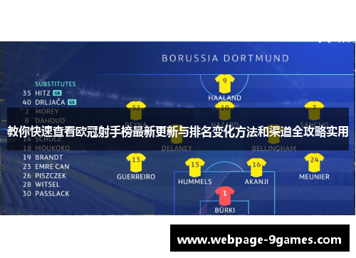 教你快速查看欧冠射手榜最新更新与排名变化方法和渠道全攻略实用